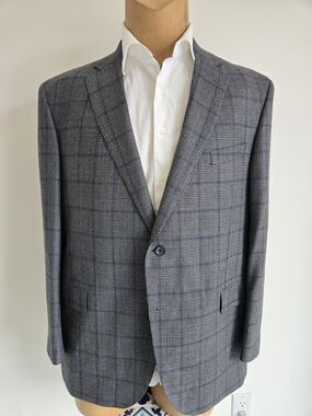 🇨🇦JACK VICTOR Blue-Gray Glen Plaid Sport Coat